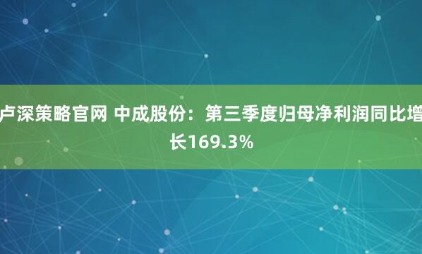 卢深策略官网 中成股份：第三季度归母净利润同比增长169.3%