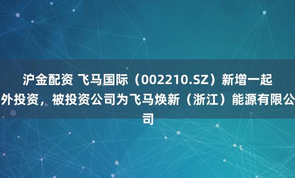 沪金配资 飞马国际（002210.SZ）新增一起对外投资，被投资公司为飞马焕新（浙江）能源有限公司